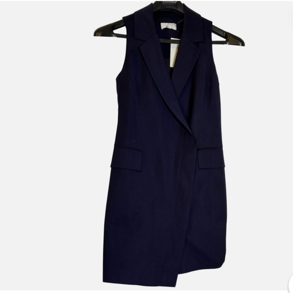 NEW A.L.C. Jocelyn Asymmetric Blazer Mini Dress Wrap Navy Size 0 MSRP$495 - Picture 2 of 6